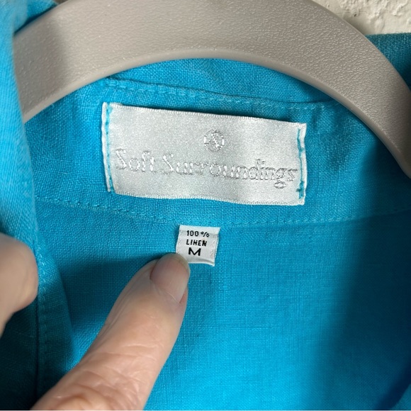 Soft Surroundings Women’s Sz M 100% linen, oversize shirt Preppy Bohemian flowy - Picture 2 of 8